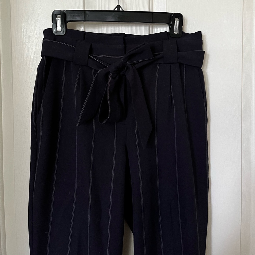 Express pinstriped navy trousers